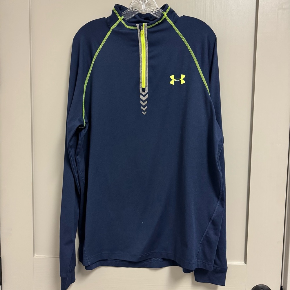 Under Armour NFL Combine Fitted 1/4 Zip Men’s Size‎ Large Navy with Lime Green
